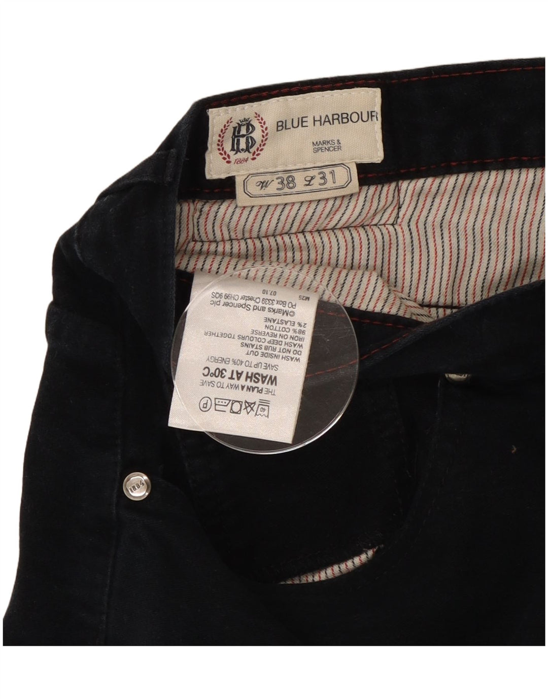 Marks & Spencer Mens Blue Harbour Casual Trousers W38 L29 Navy Blue