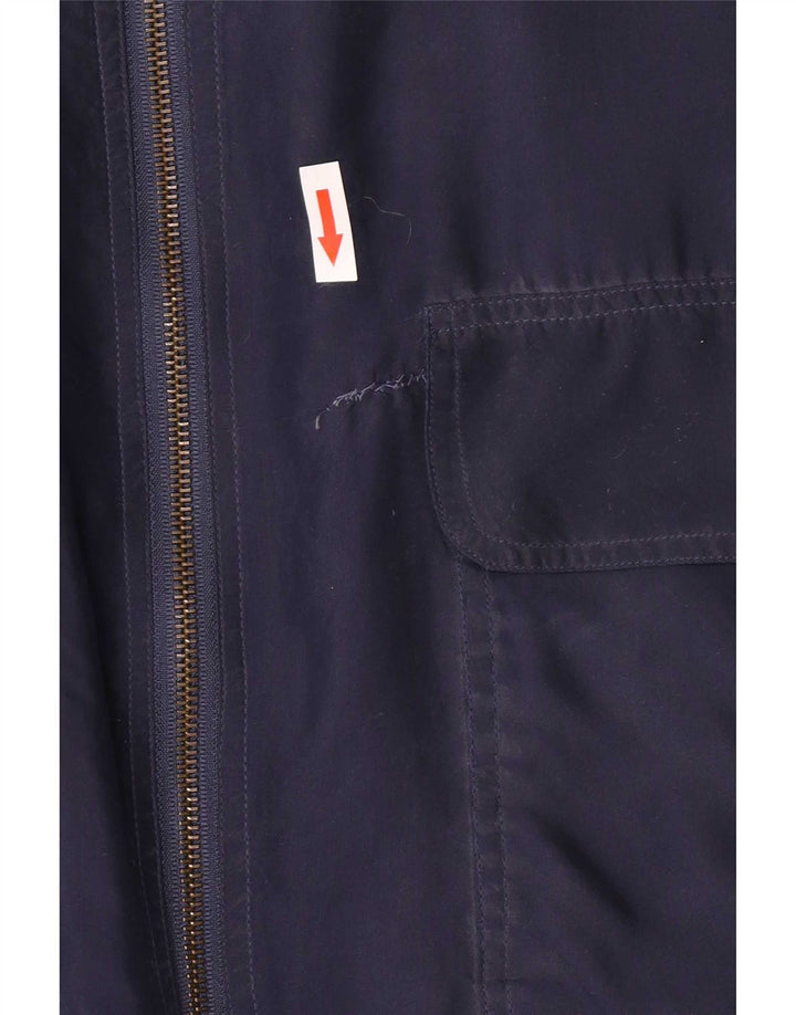 Leader Mens Bomber Jacket UK 42 XL Navy Blue Silk
