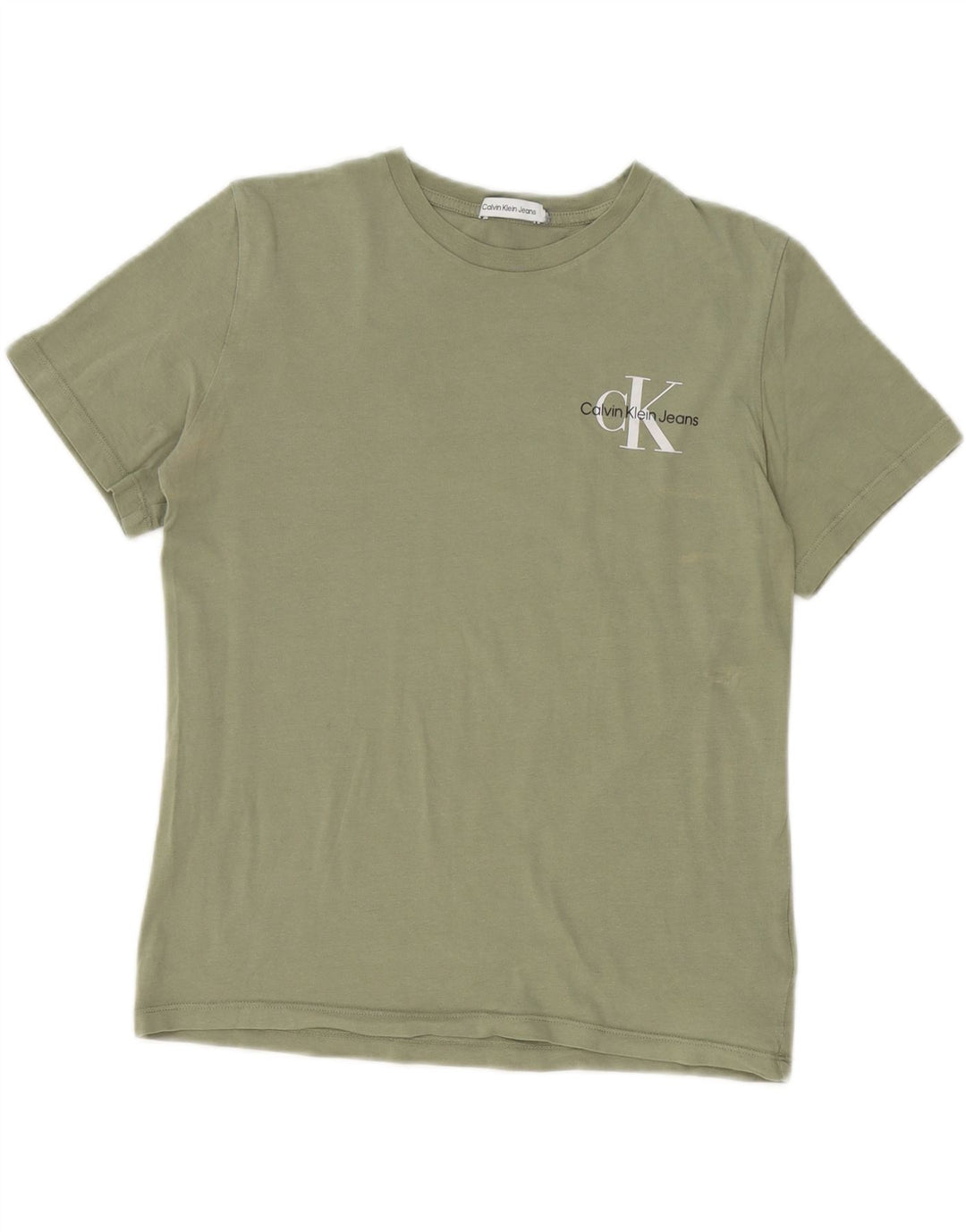 CALVIN KLEIN Womens T-Shirt Top UK 14 Medium Green Cotton Vintage Calvin Klein and Second-Hand Calvin Klein from Messina Hembry 