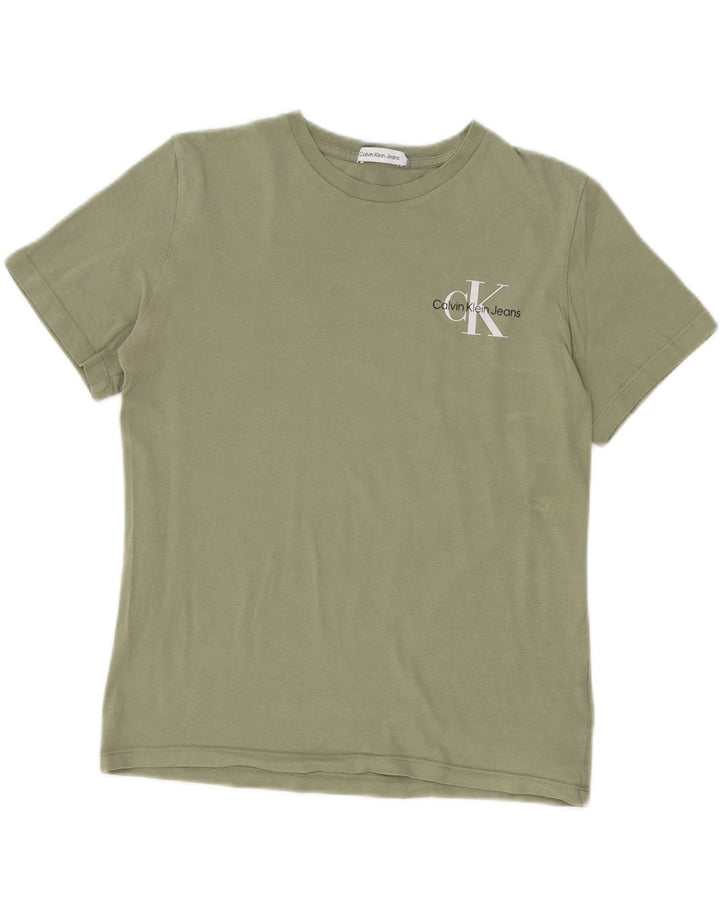 CALVIN KLEIN Womens T-Shirt Top UK 14 Medium Green Cotton Vintage Calvin Klein and Second-Hand Calvin Klein from Messina Hembry 