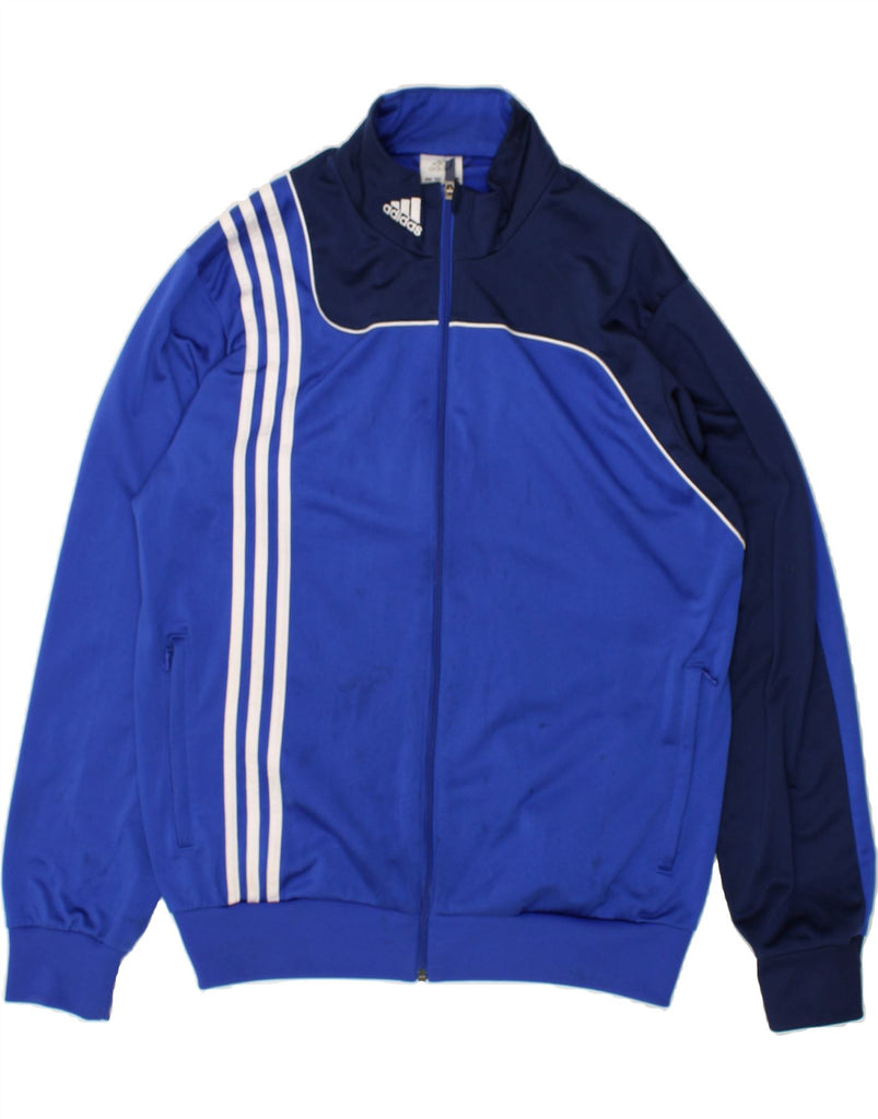 ADIDAS Mens Tracksuit Top Jacket UK 44/46 Large Blue Colourblock Polyester | Vintage Adidas | Thrift | Second-Hand Adidas | Used Clothing | Messina Hembry 