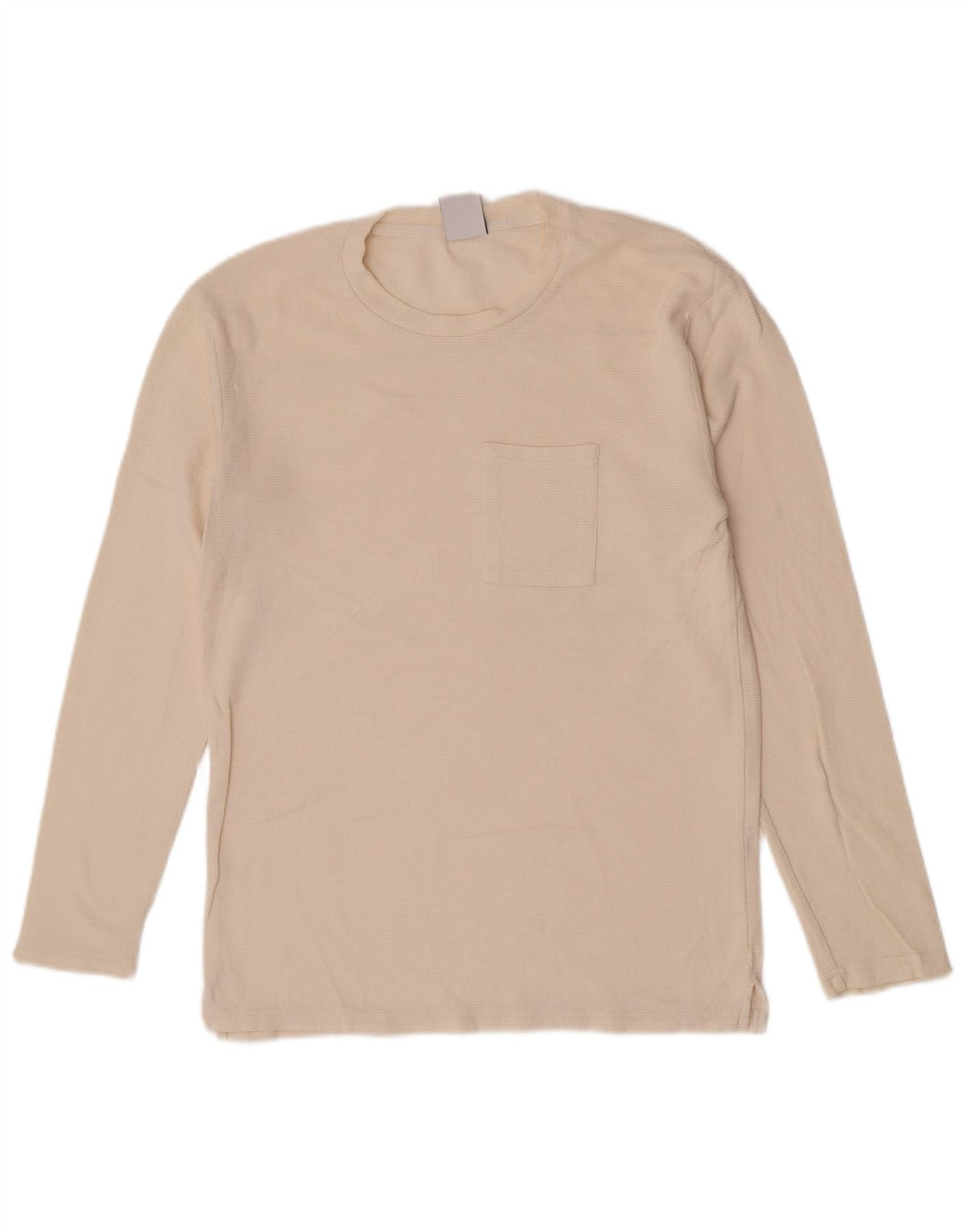 Zara Mens Top Long Sleeve Medium Off White Cotton