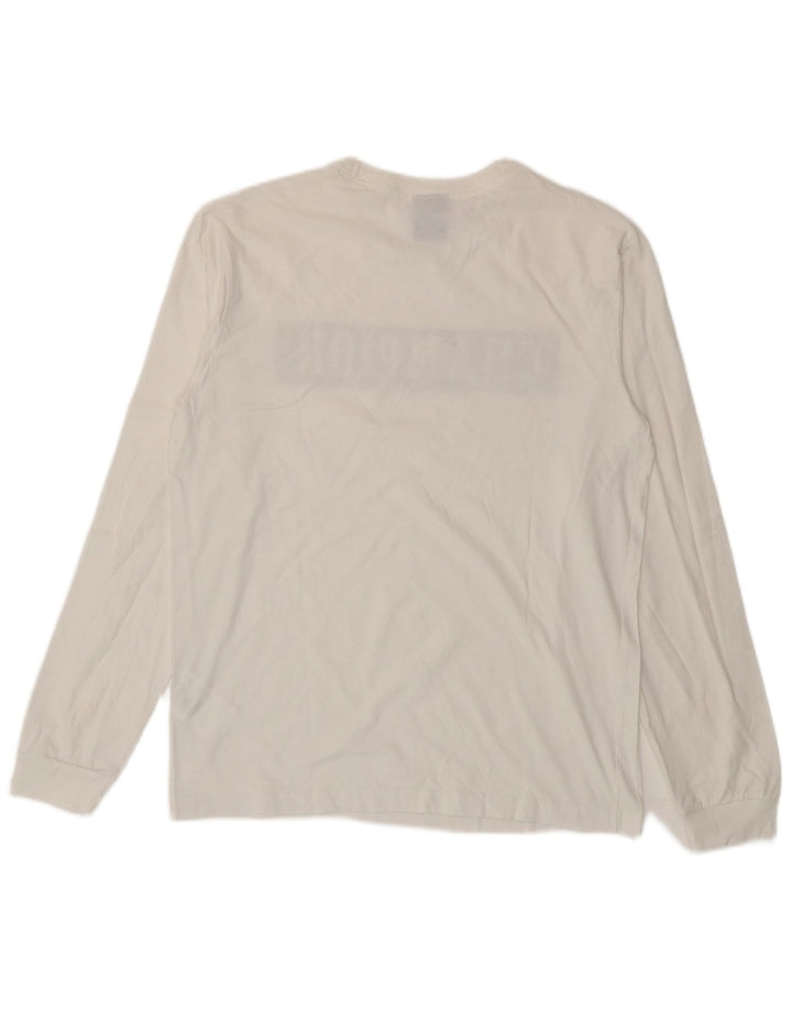 Champion Mens Graphic Top Long Sleeve Large White Cotton