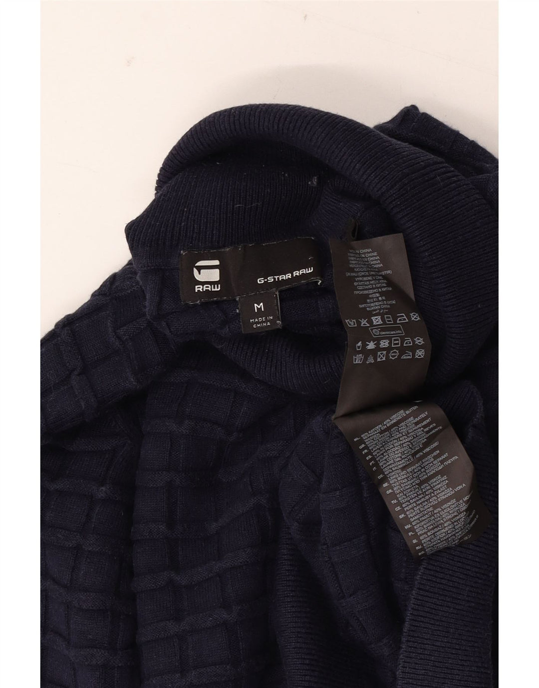 G-STAR Mens Roll Neck Jumper Sweater Medium Navy Blue Cotton