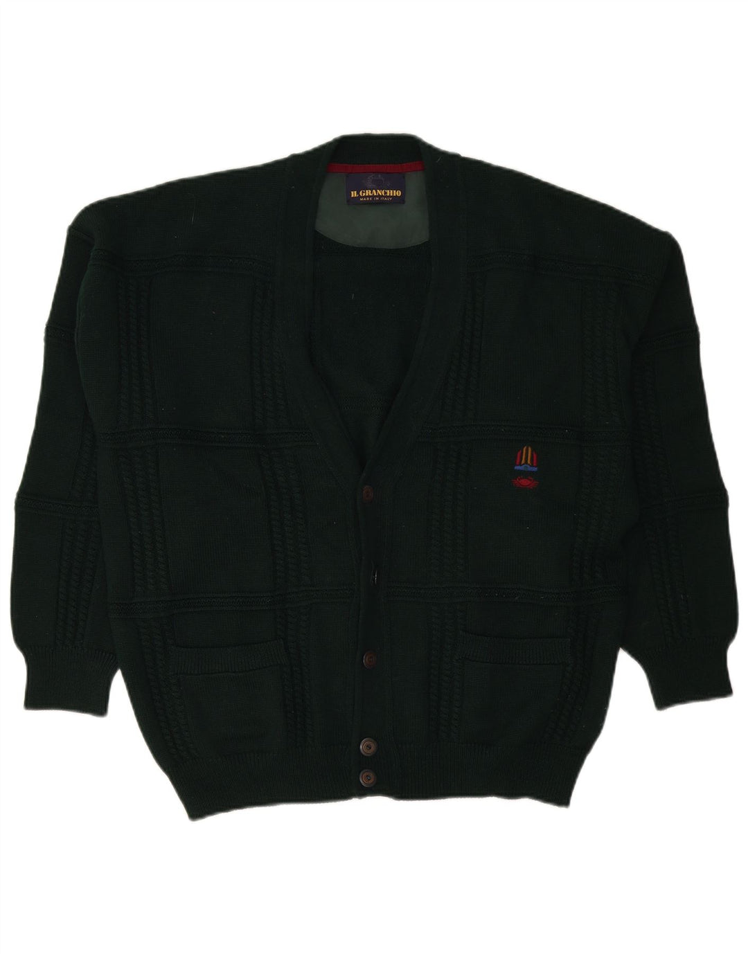 Il Granchio Mens Cardigan Sweater XL Green Wool
