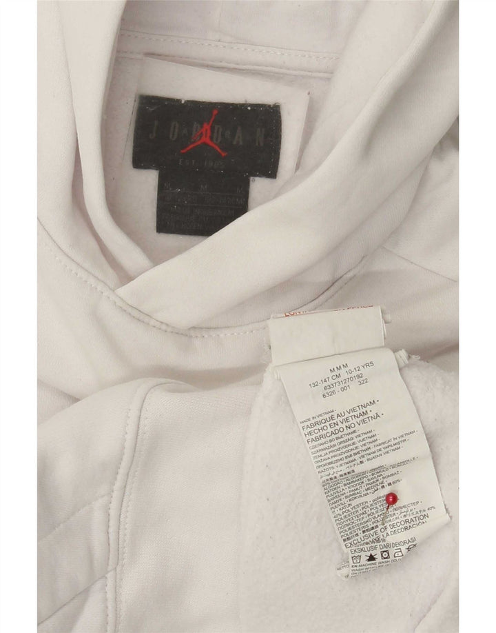 Jordan Boys Graphic Hoodie Jumper 10-11 Years Medium White Cotton