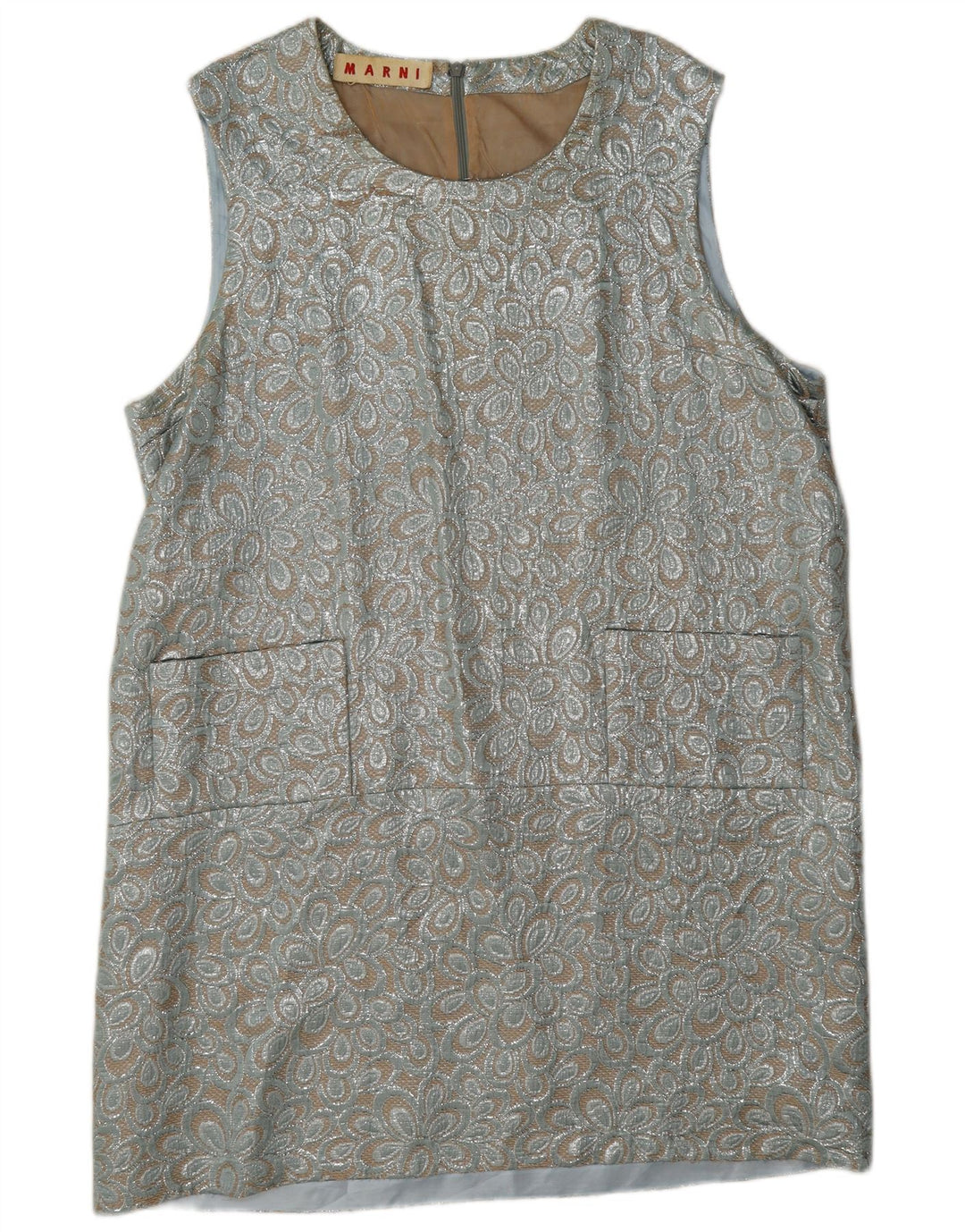 Marni Womens Sleeveless Shift Dress UK 16 Large Silver Floral