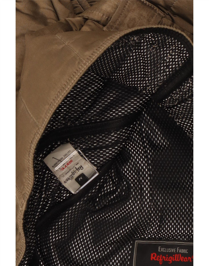 Refrigiwear Womens Hooded Quilted Jacket UK 14 Medium Brown Polyamide