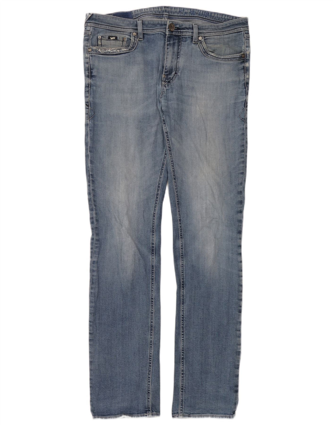 Gas Mens Straight Jeans W34 L34 Blue Cotton