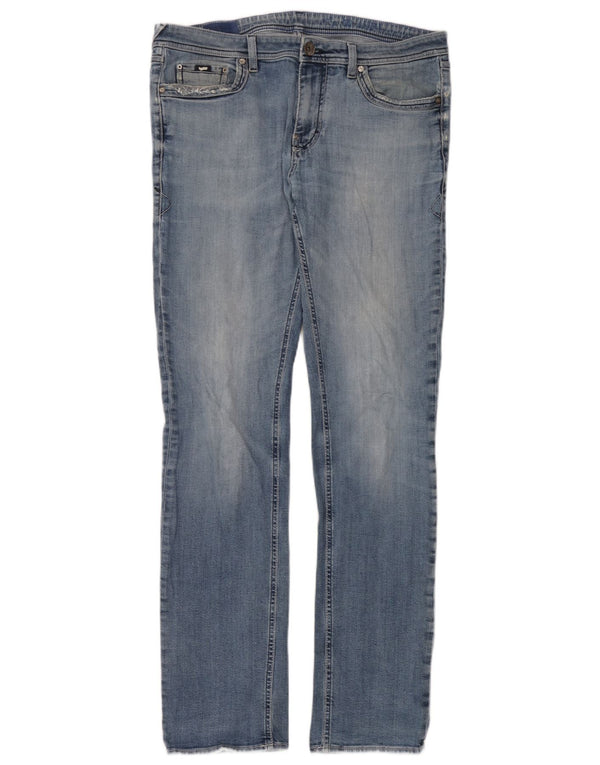 Gas Mens Straight Jeans W34 L34 Blue Cotton