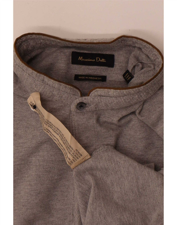 Massimo Dutti Mens Polo Shirt Large Grey Cotton