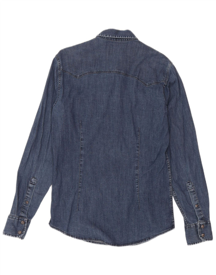 GAS Mens Denim Shirt Small Blue Cotton