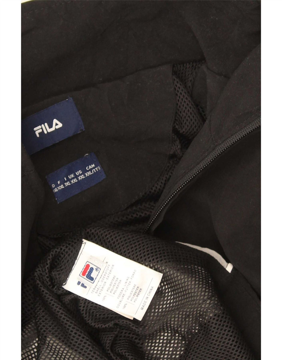 Fila Mens Tracksuit Top Jacket 2XL Black Colourblock Polyester