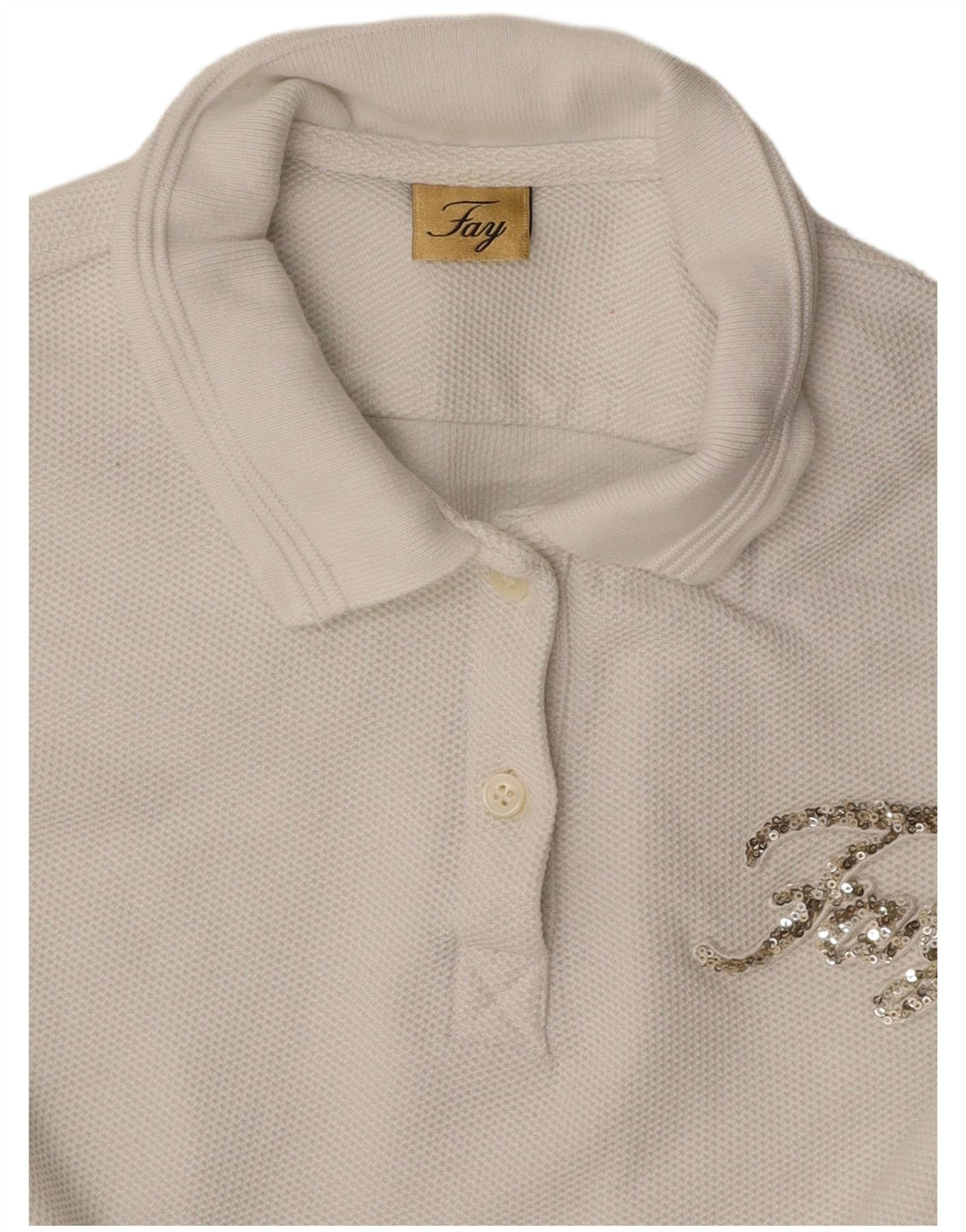 FAY Womens Polo Shirt UK 10 Small White
