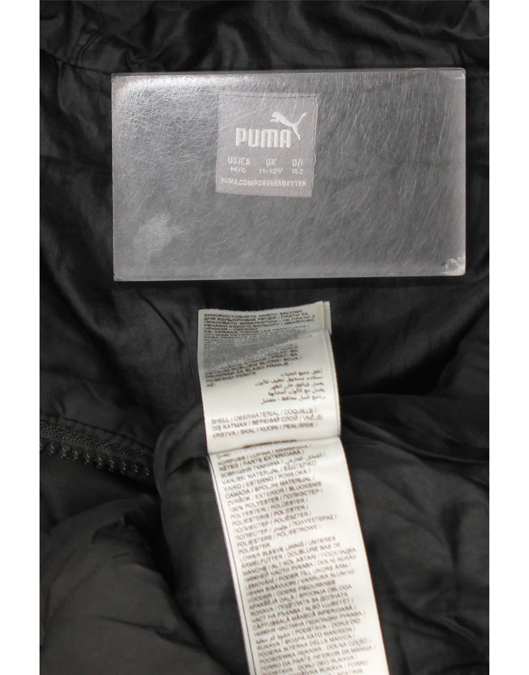 Puma Boys Hooded Padded Jacket 11-12 Years Black Polyester
