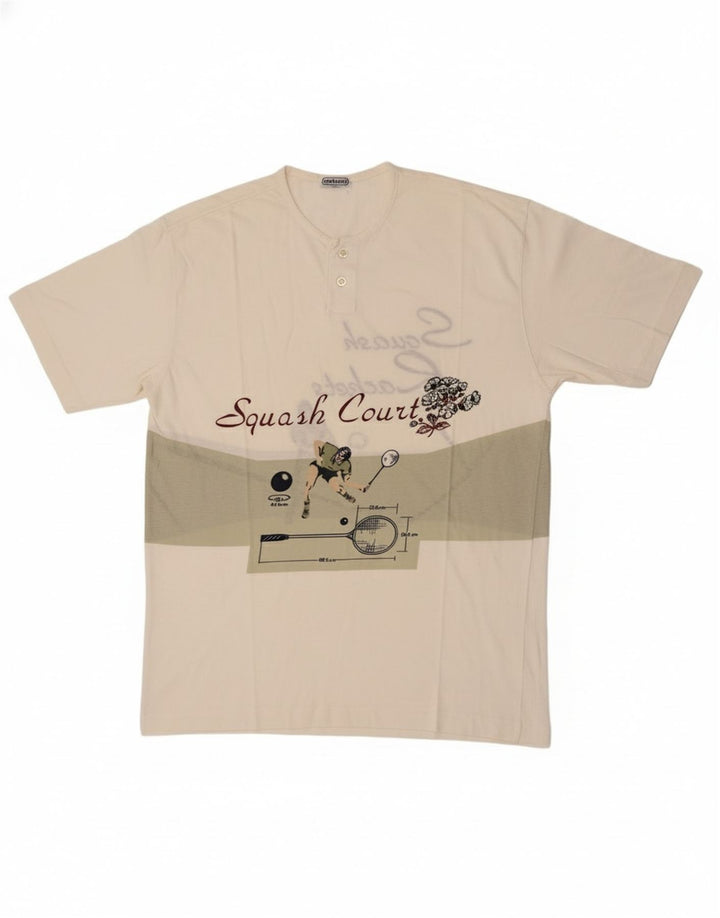 Cacharel Mens Graphic T-Shirt Top Large White