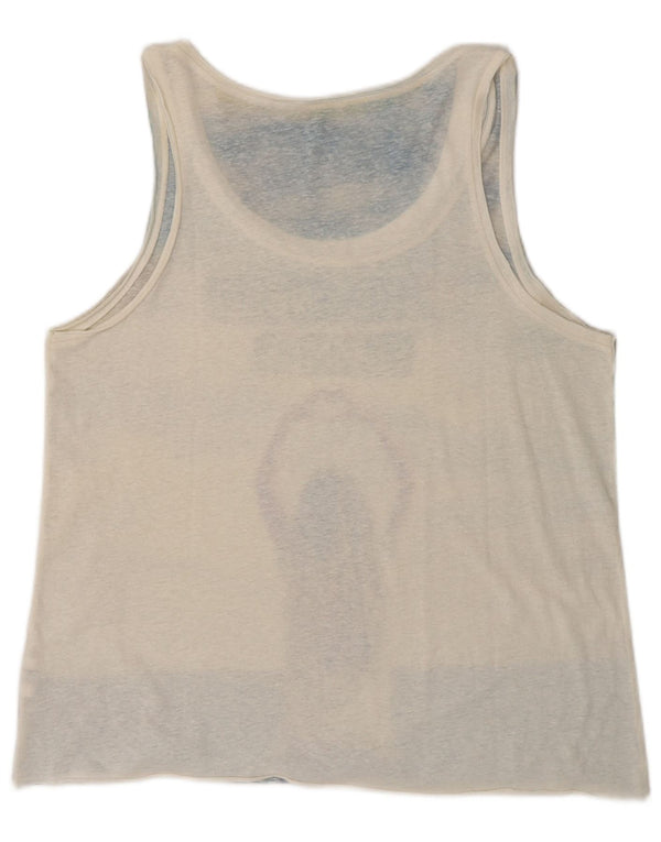 Benetton Womens Graphic Vest Top UK 16 Large Blue Colourblock Polyester