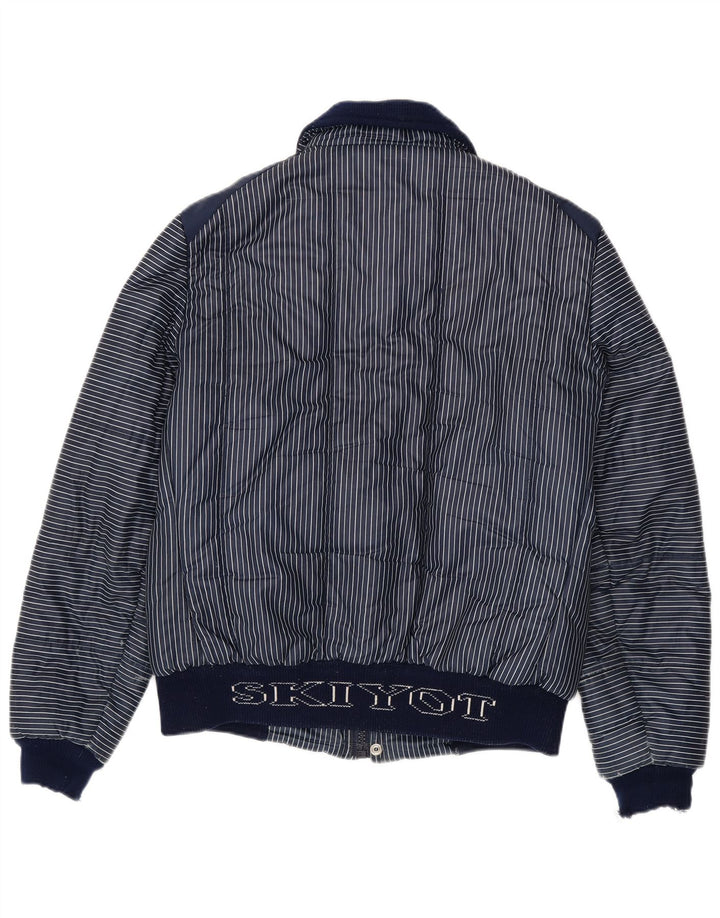 Vintage Mens Graphic Padded Jacket UK 40 Large Navy Blue Pinstripe