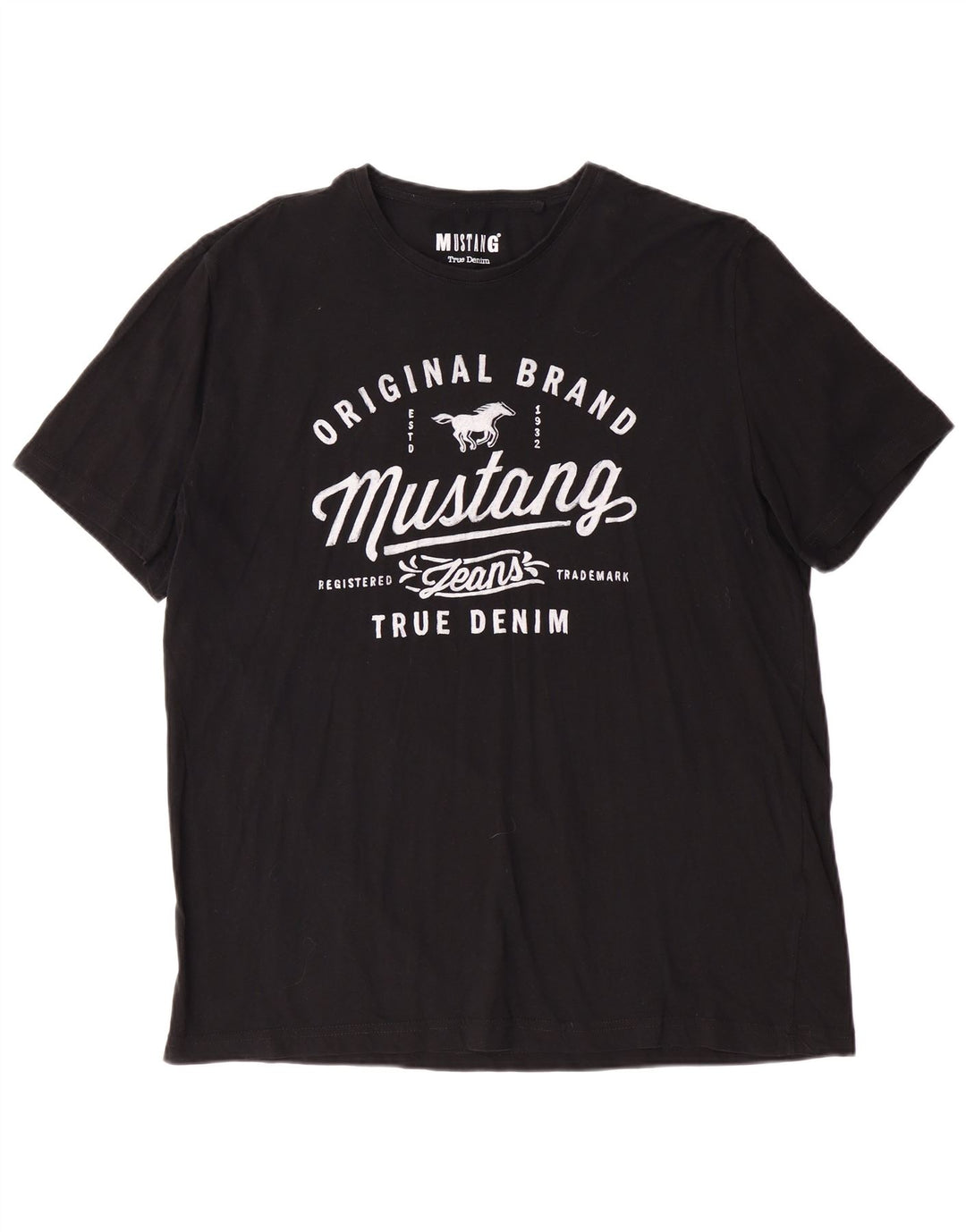 MUSTANG Mens Graphic T-Shirt Top XL Black Cotton