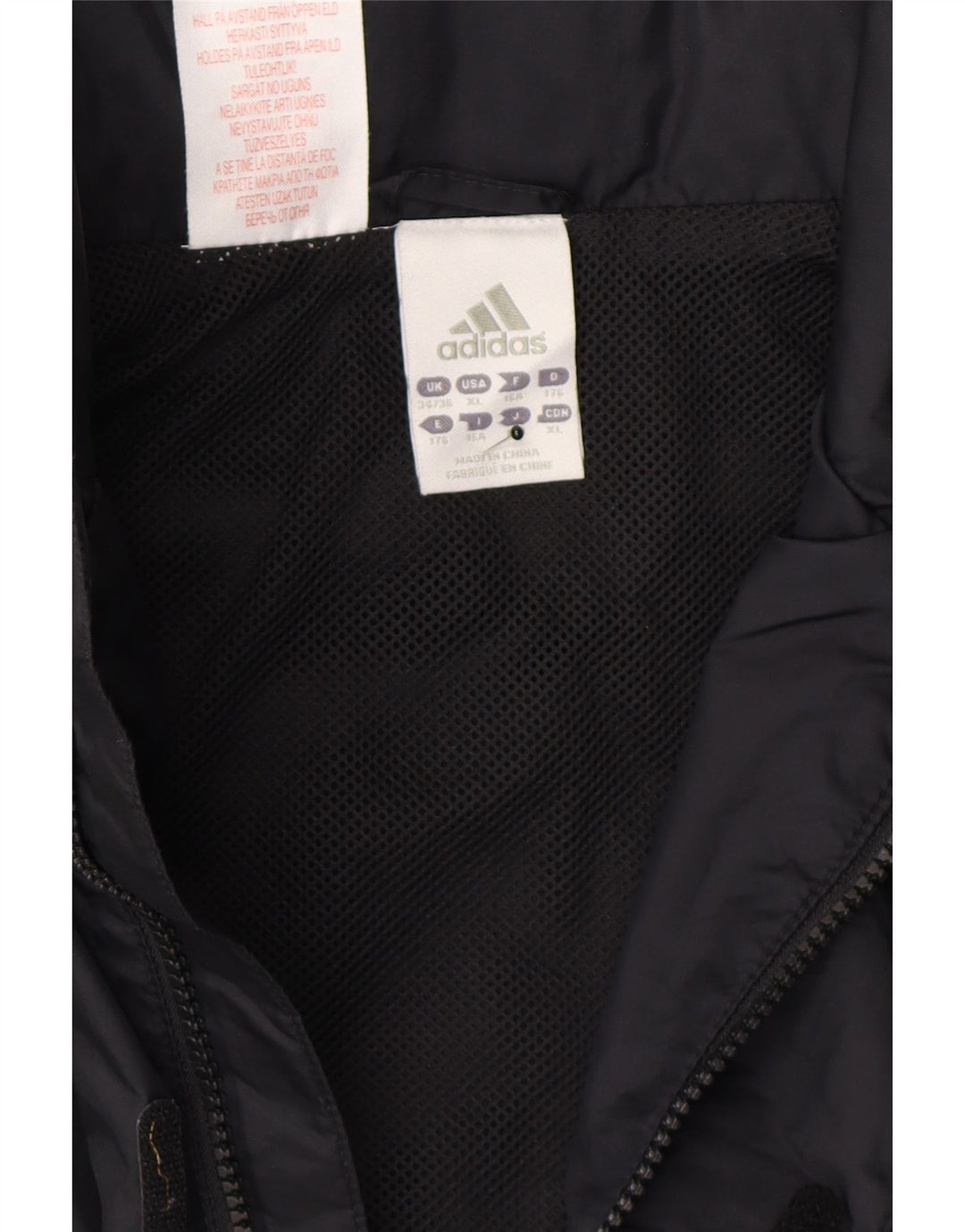 ADIDAS Mens Hooded Rain Jacket UK 34/36 XS Black Polyester Vintage Adidas and Second-Hand Adidas from Messina Hembry 