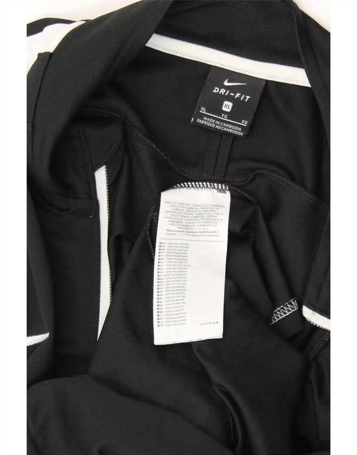 NIKE Mens Dri Fit Tracksuit Top Jacket XL Black Colourblock Polyester