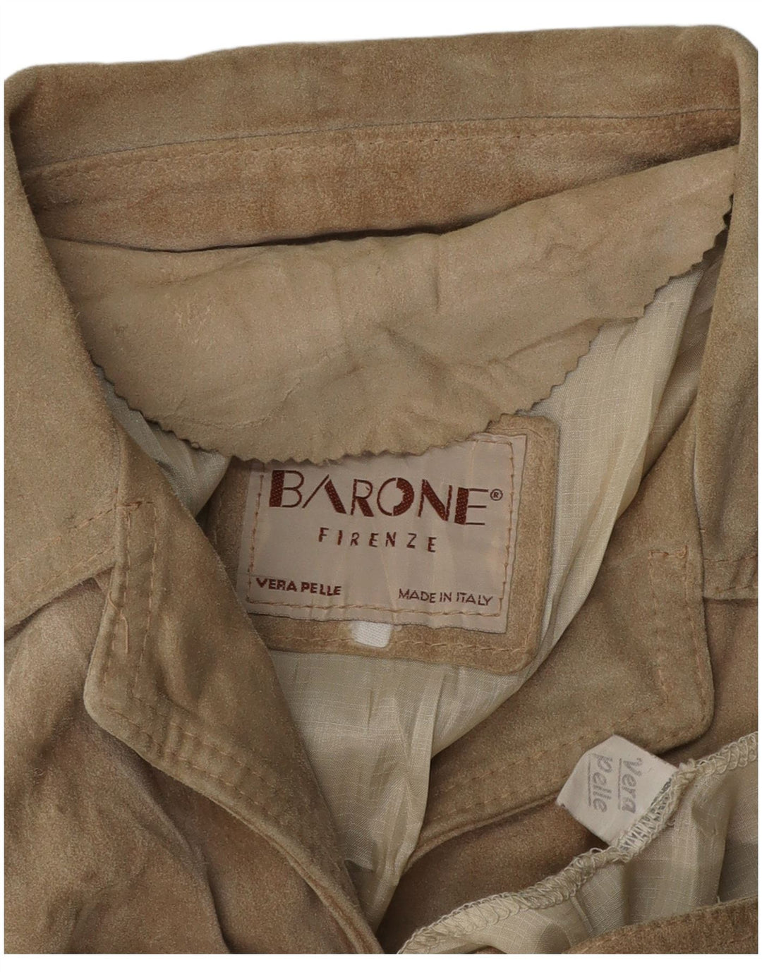BARONE Womens Firenze Suede Overcoat UK 16 Large Beige Leather