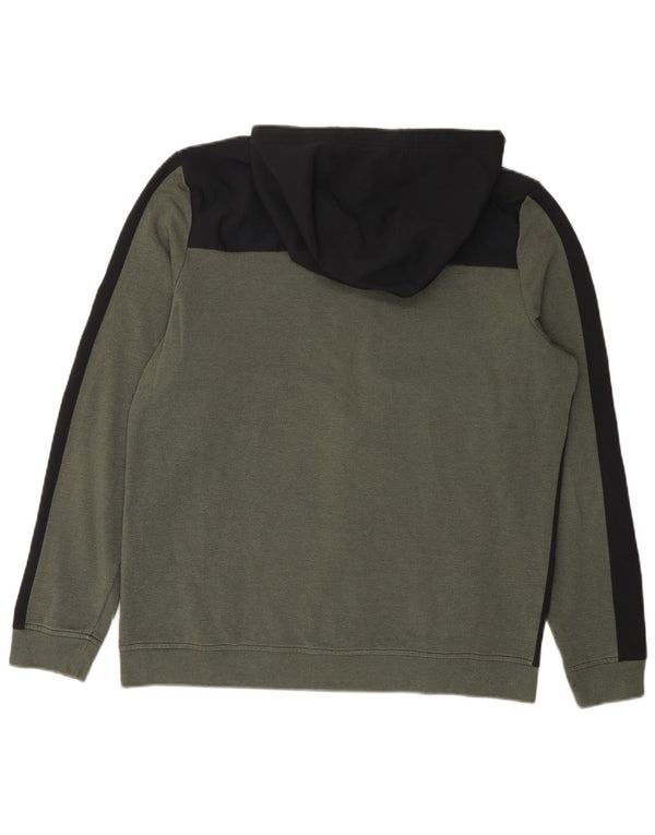 Under Armour Mens Zip Hoodie Sweater Large Green Colourblock Cotton