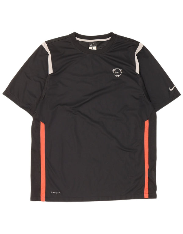 Nike Mens Dri Fit T-Shirt Top UK 42/44 Large Black Colourblock Polyester