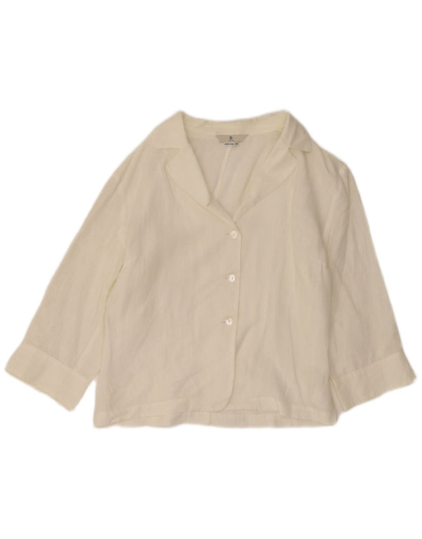 i Blues Womens 3/4 Sleeve Shirt Blouse IT 46 Large Off White Flax