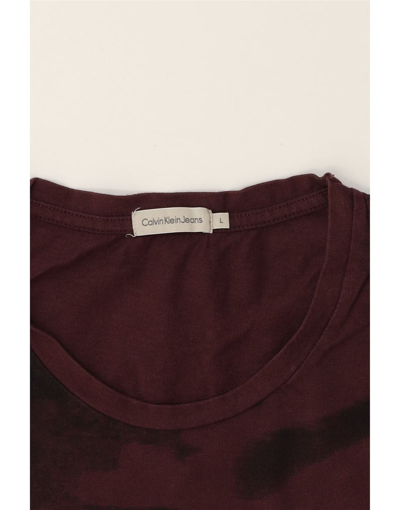 CALVIN KLEIN JEANS Mens T-Shirt Top Large Burgundy Colourblock Cotton Vintage Calvin Klein Jeans and Second-Hand Calvin Klein Jeans from Messina Hembry 