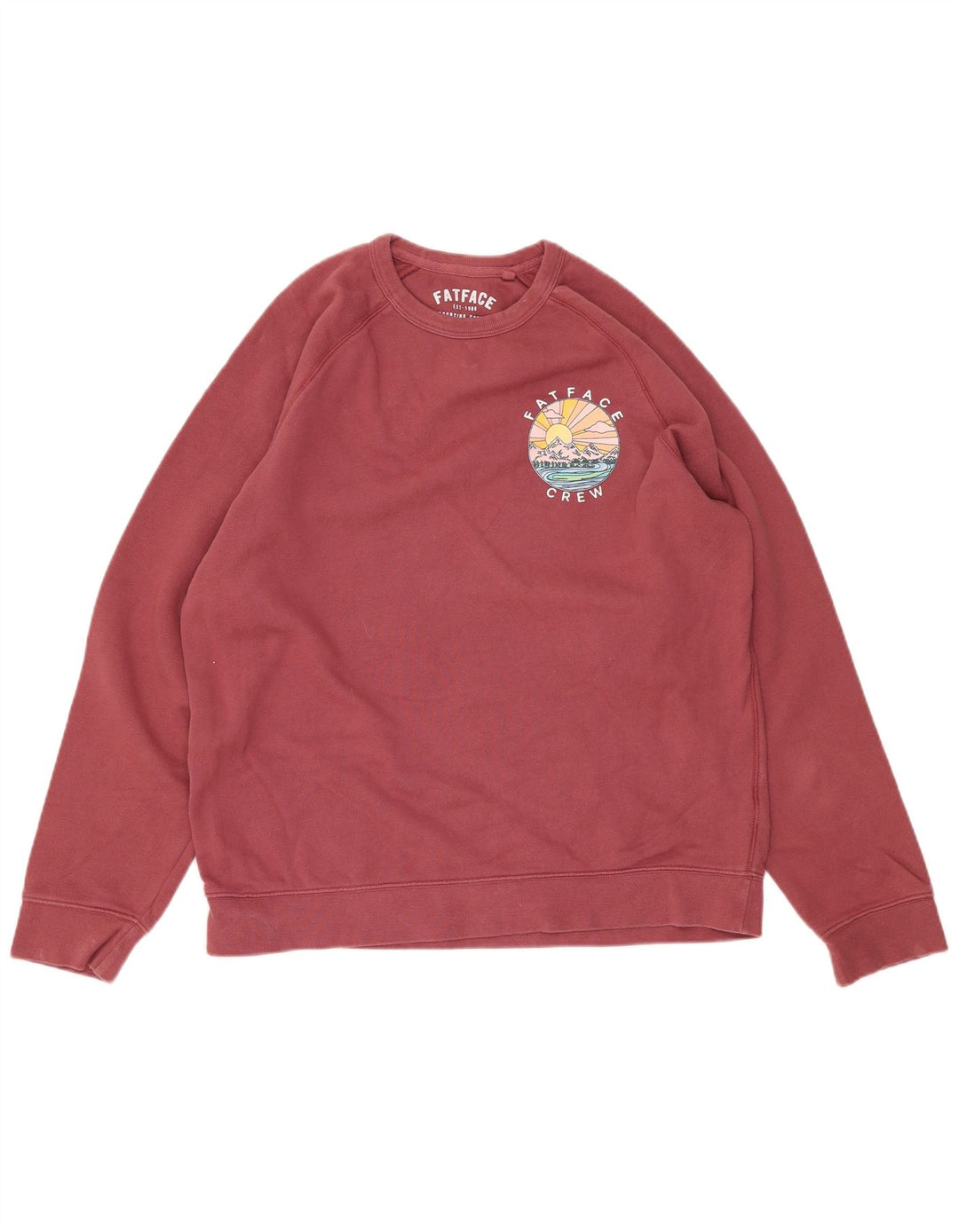 FAT FACE Mens Graphic Sweatshirt Jumper Medium Maroon Cotton