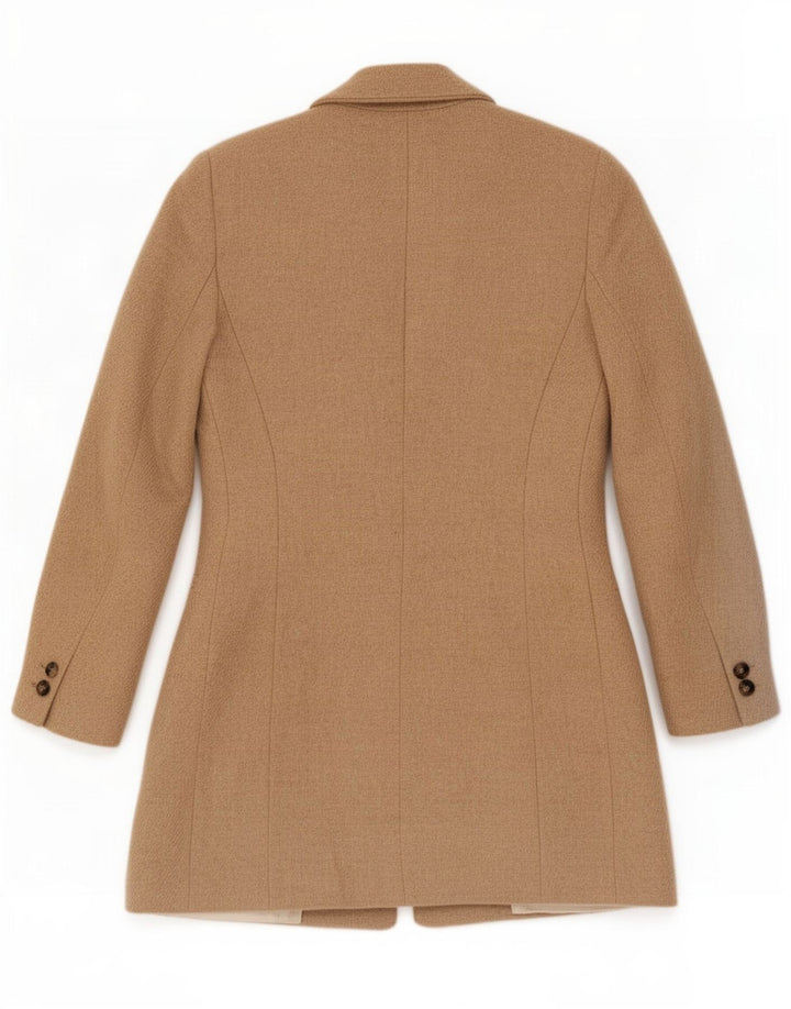 Zara Womens Longline 1 Button Blazer Jacket UK 10 Small Beige Wool