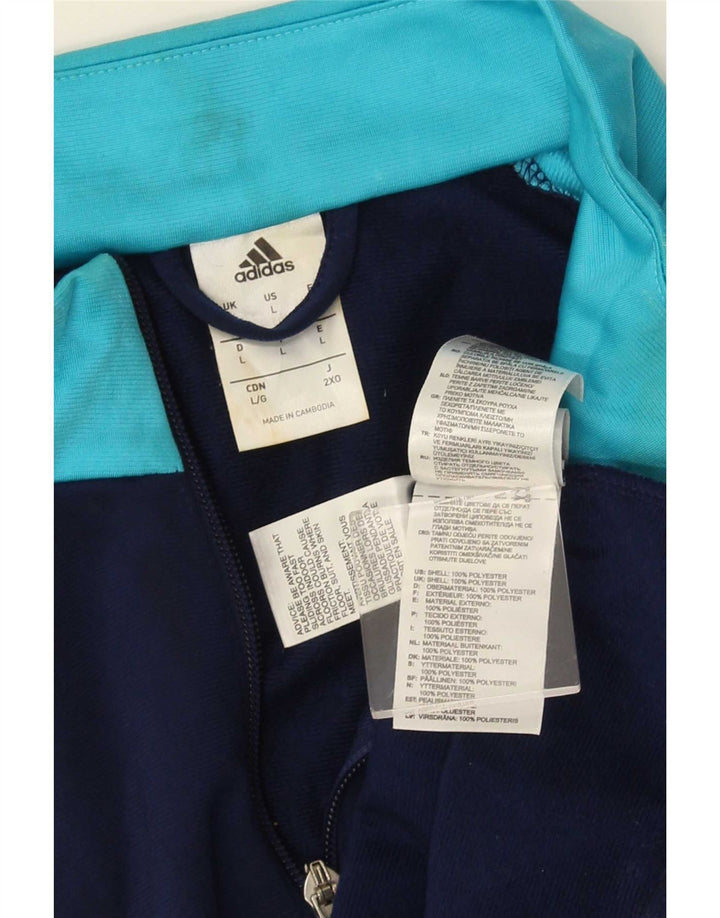 Adidas Mens Tracksuit Top Jacket Large Navy Blue Colourblock Polyester