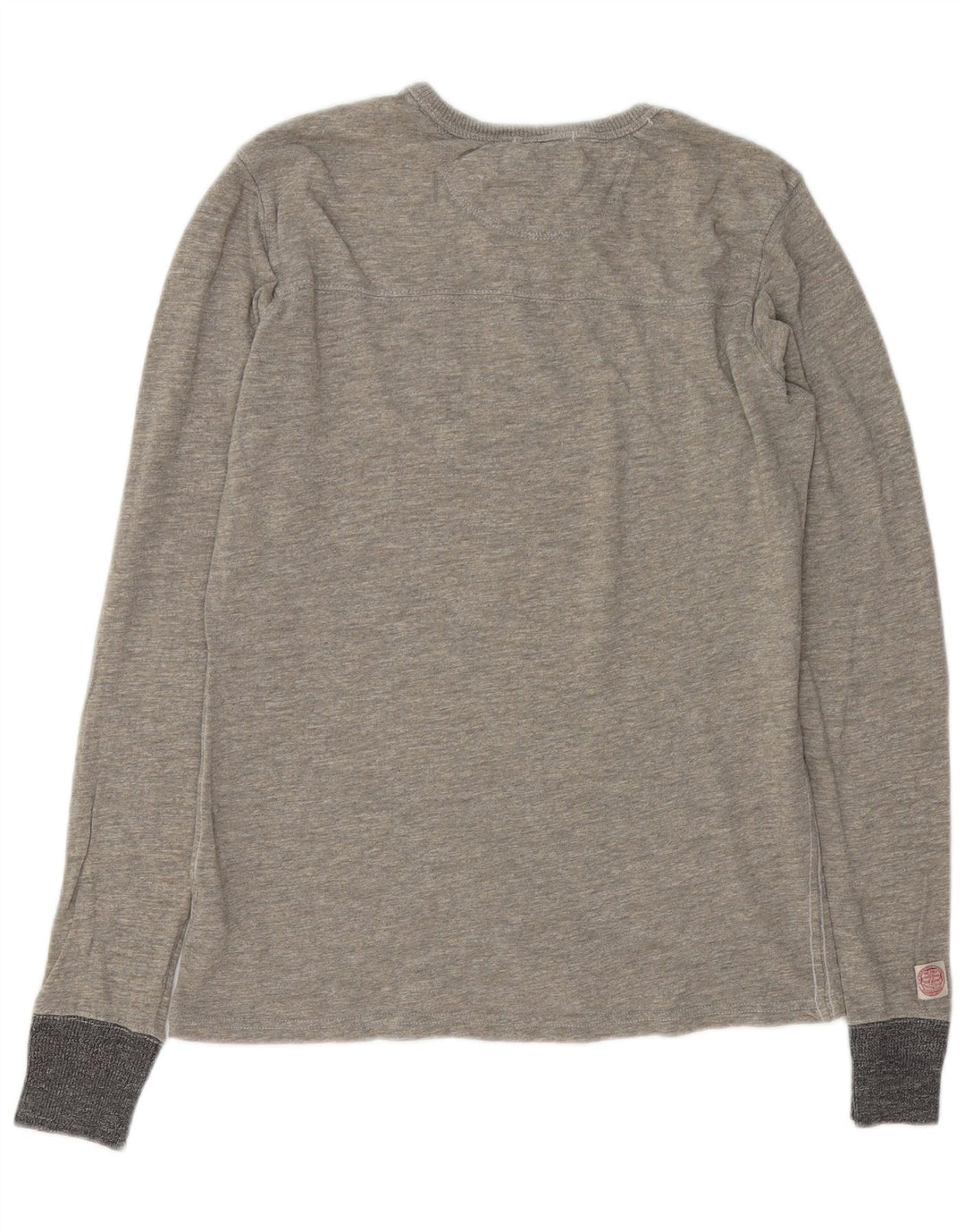 SUPERDRY Mens Graphic Top Long Sleeve Medium Grey Flecked Cotton