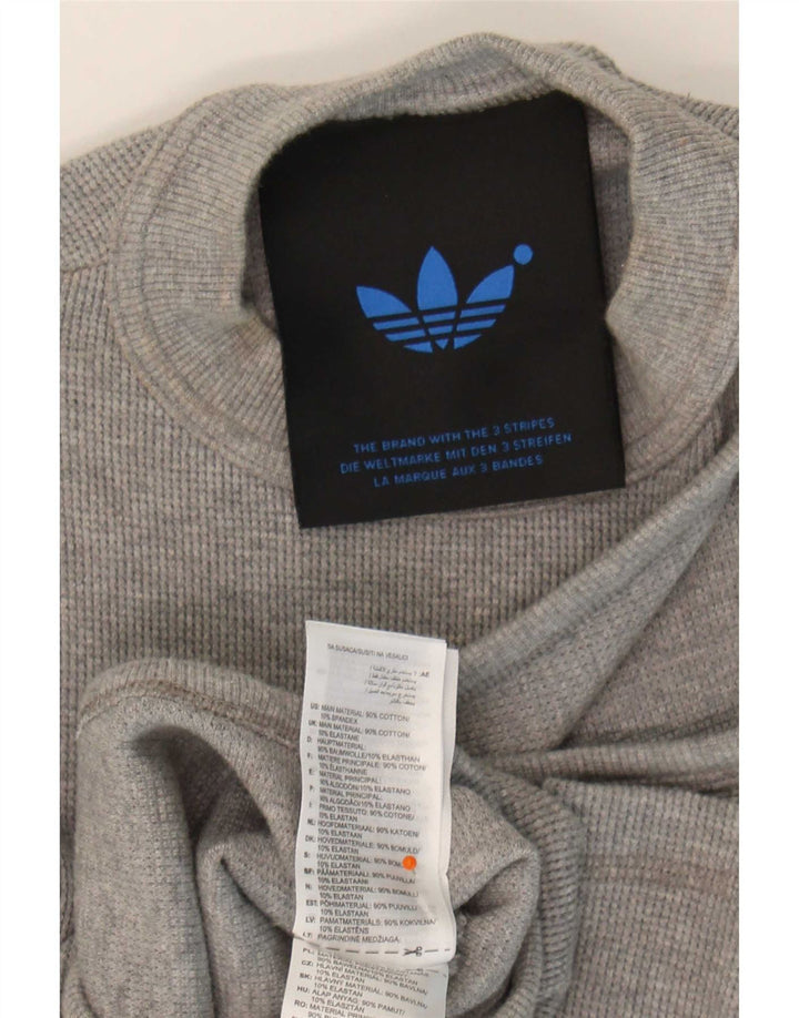 Adidas Womens One Shoulder Bodysuit UK 10 Small Grey Cotton