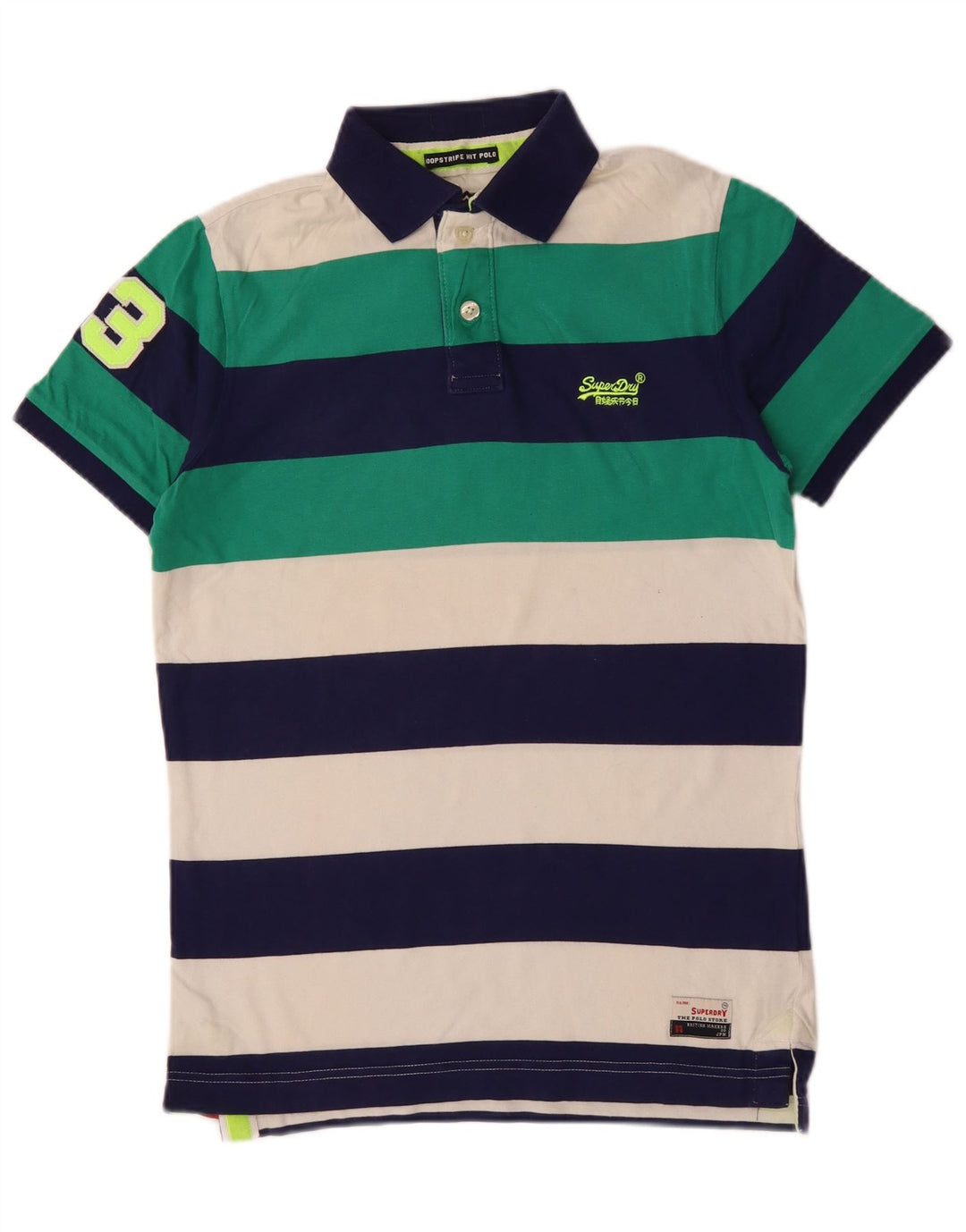 SUPERDRY Mens Graphic Polo Shirt Medium Multicoloured Striped Cotton