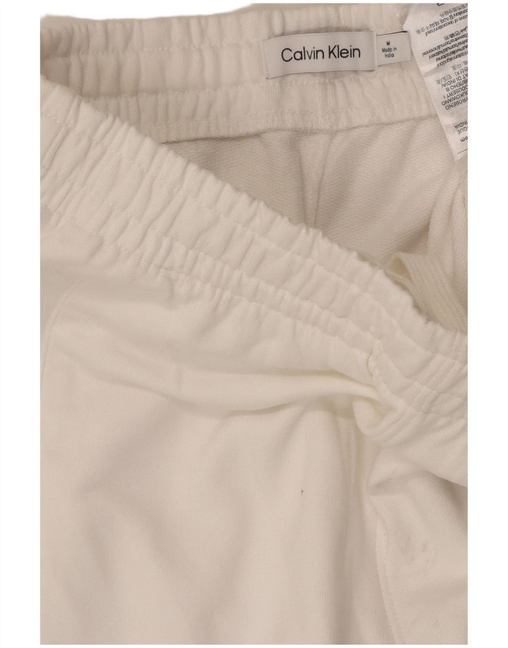 CALVIN KLEIN Mens Graphic Tracksuit Trousers Joggers Medium  White Cotton