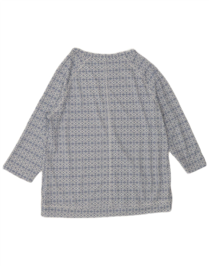 MARKS & SPENCER Womens Top 3/4 Sleeve UK 12 Medium Blue Geometric