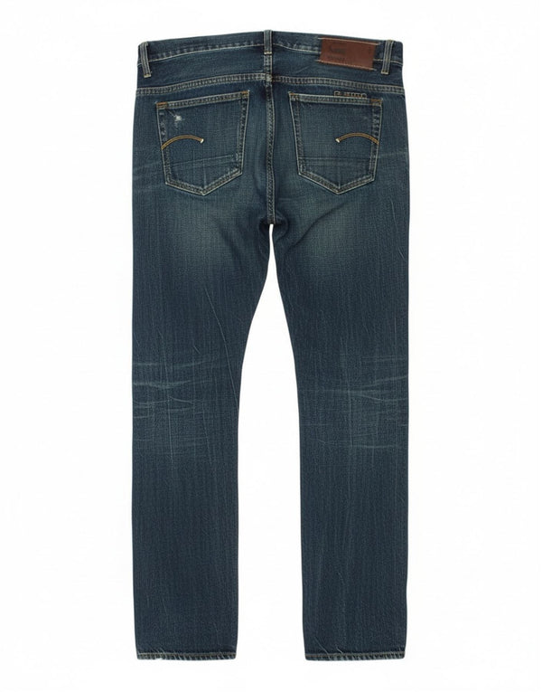 G-Star Mens Distressed Slim Jeans W33 L34 Blue Cotton