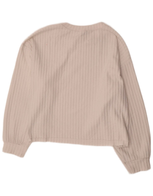 Zara Womens Trafaluc Oversized Top Long Sleeve UK 16 Large White Polyester