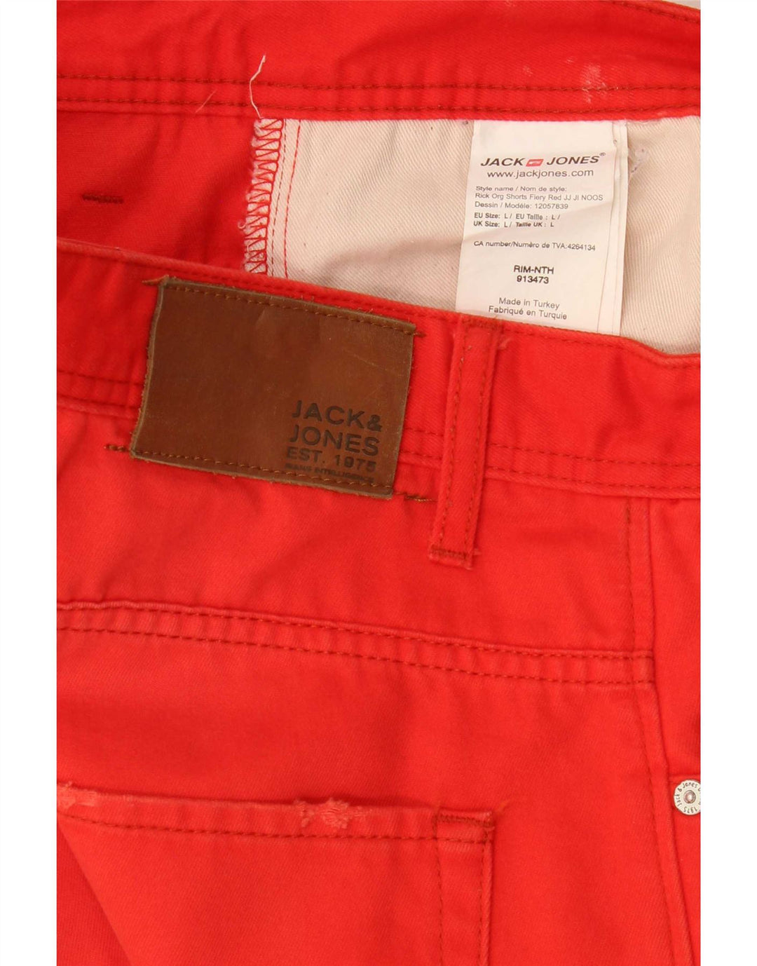 Jack & Jones Mens Denim Shorts Large W34 Red Cotton