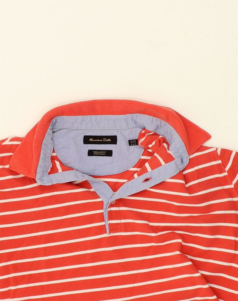 MASSIMO DUTTI Mens Regular Fit Polo Shirt Medium Red Striped Cotton | Vintage Massimo Dutti | Thrift | Second-Hand Massimo Dutti | Used Clothing | Messina Hembry 