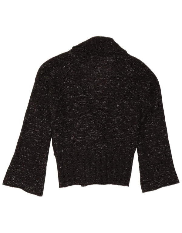 Sisley Womens Cardigan Sweater UK 14 Medium Black Flecked