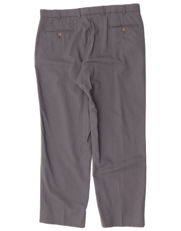 Marks & Spencer Mens Straight Suit Trousers W36 L29 Grey New Wool