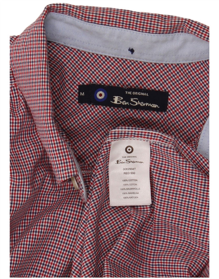 Ben Sherman Mens Shirt Medium Red Check Cotton