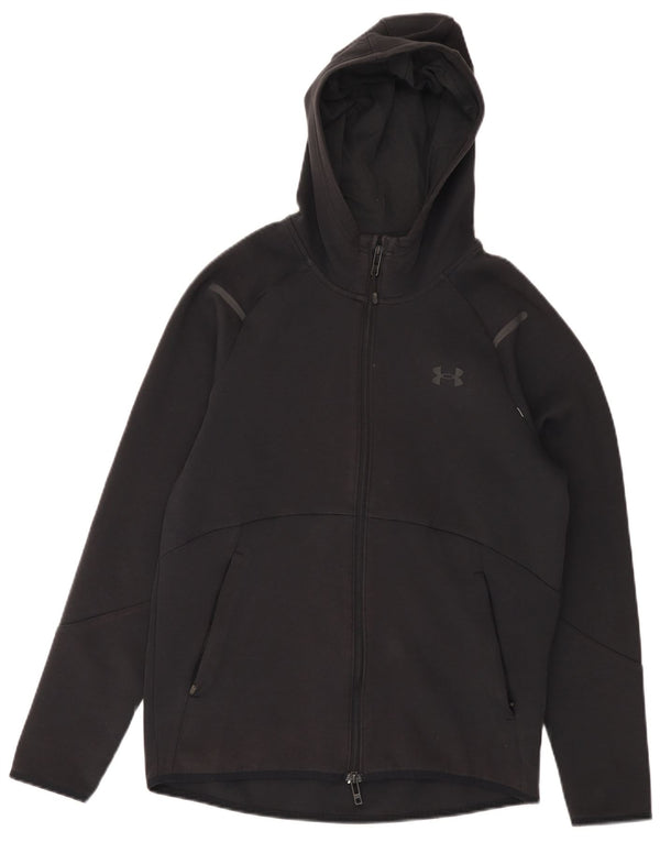 UNDER ARMOUR Mens Zip Hoodie Sweater Small Black Cotton