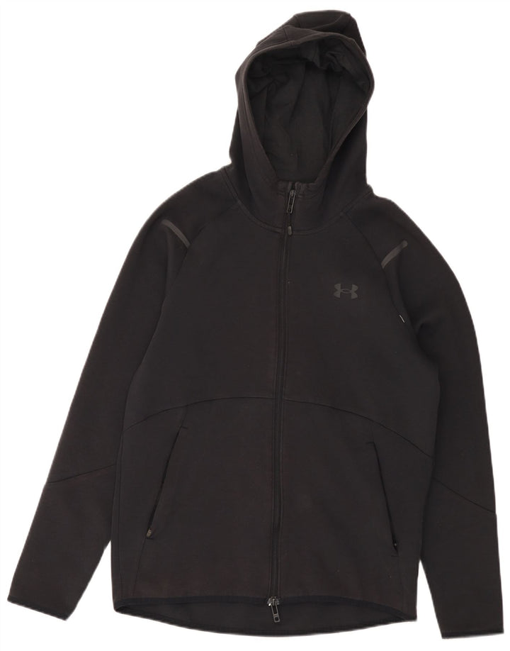 UNDER ARMOUR Mens Zip Hoodie Sweater Small Black Cotton