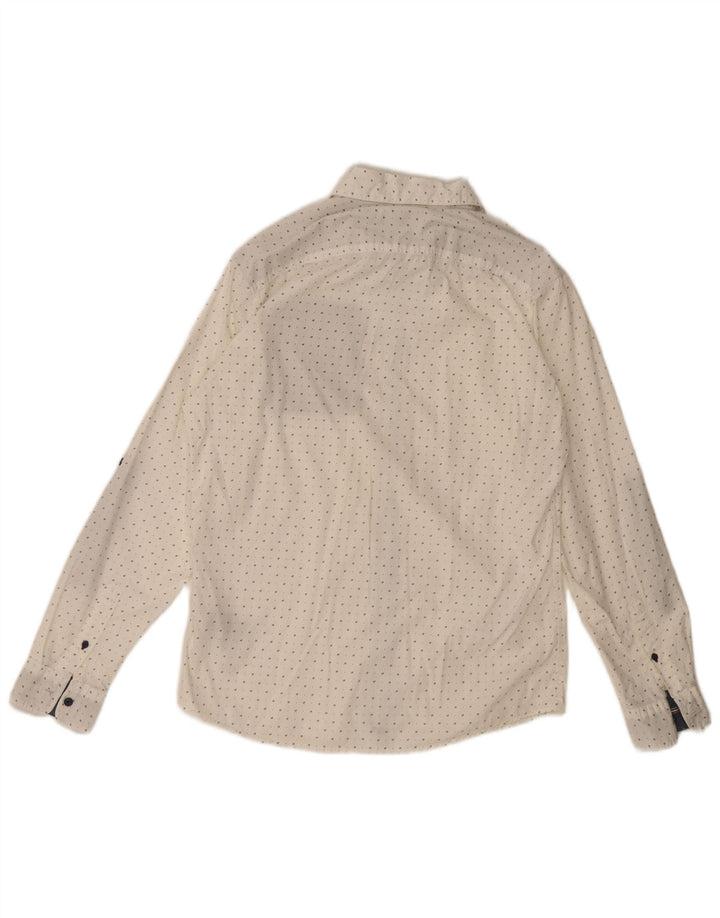 Jack & Jones Mens Shirt Large White Spotted Cotton