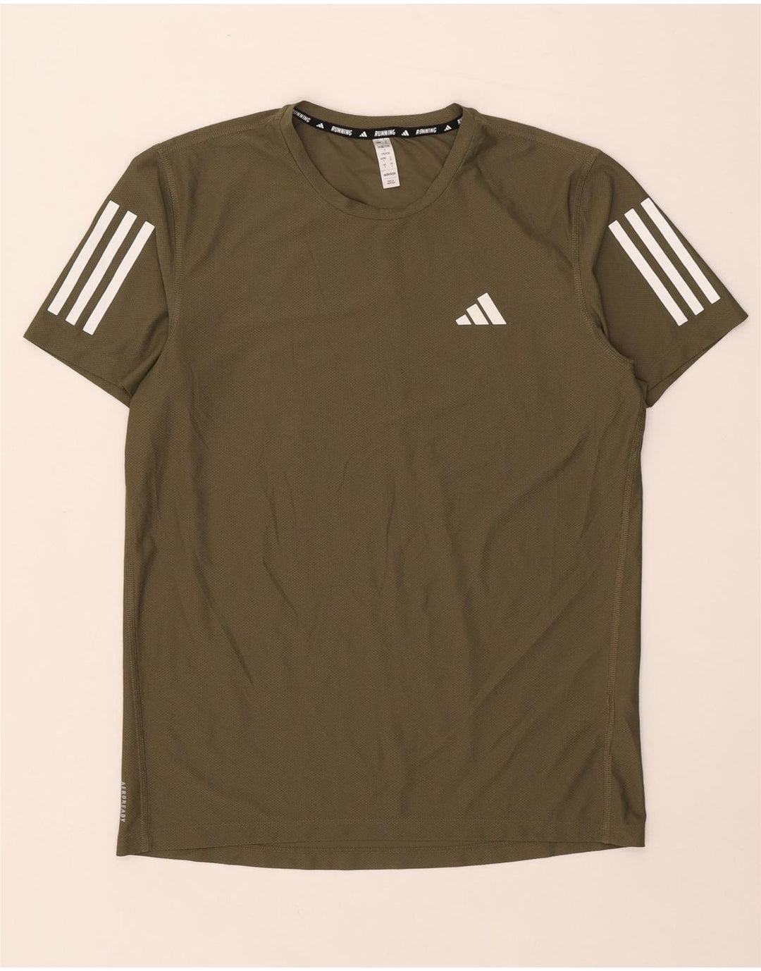 Adidas Mens T-Shirt Top Small Khaki Polyester