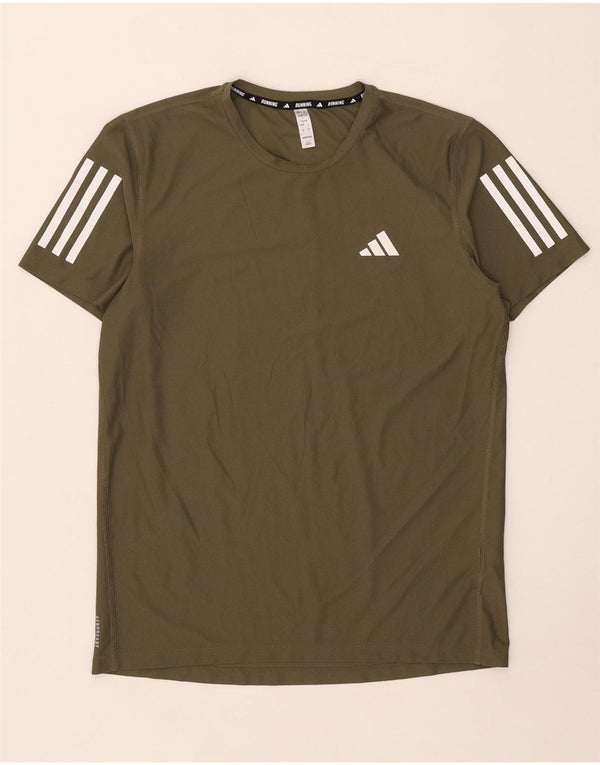 Adidas Mens T-Shirt Top Small Khaki Polyester